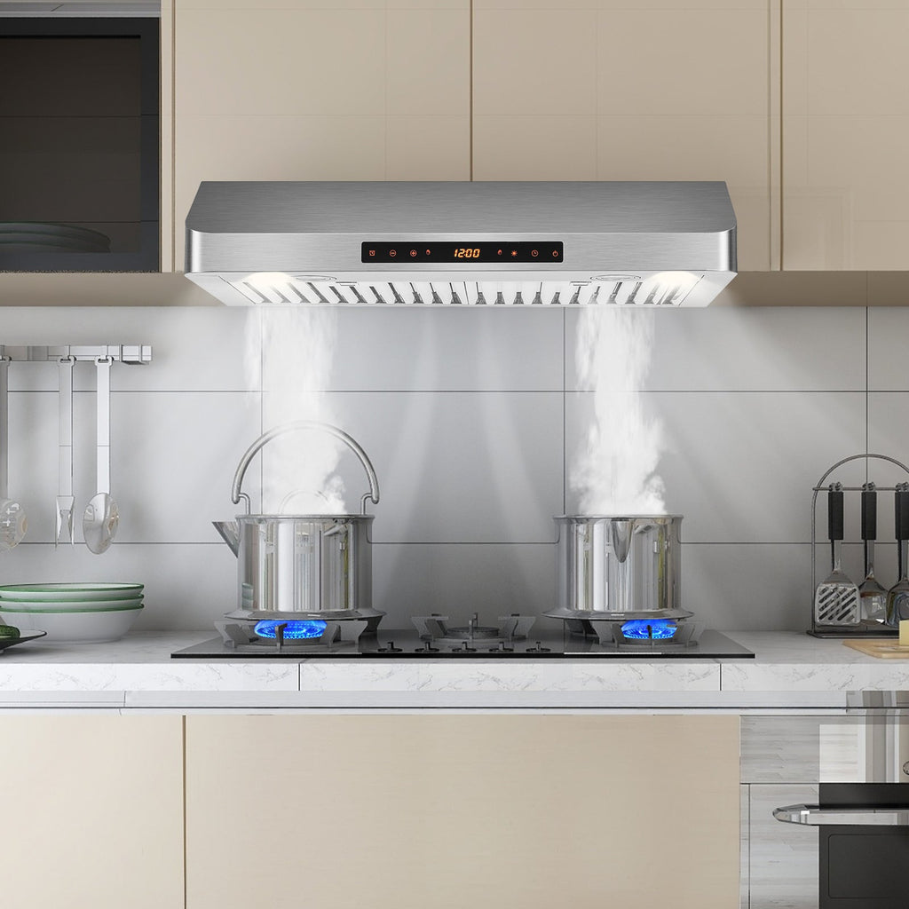 35.5/29.5 Inch Under Cabinet Range Hood 900 CFM Kitchen Vent with 4 Fan Speed