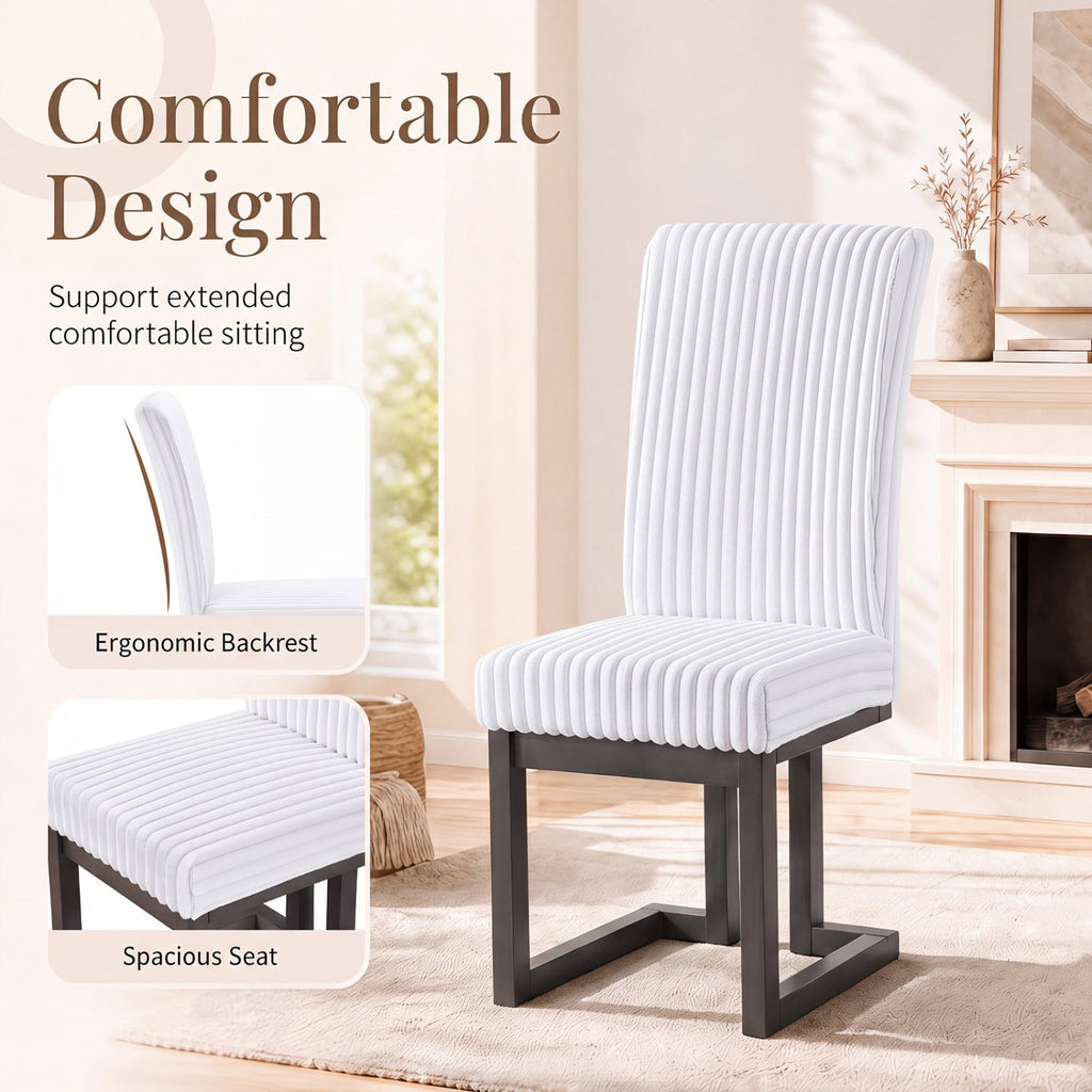 Upholstered Dining Chairs Set of 4 with Rubber Wood Legs