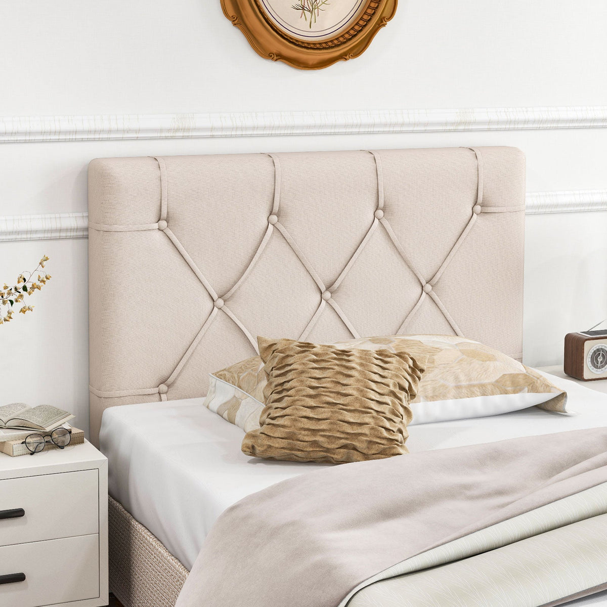 Upholstered Headboard for Twin Size Bed with Fabric Upholstery