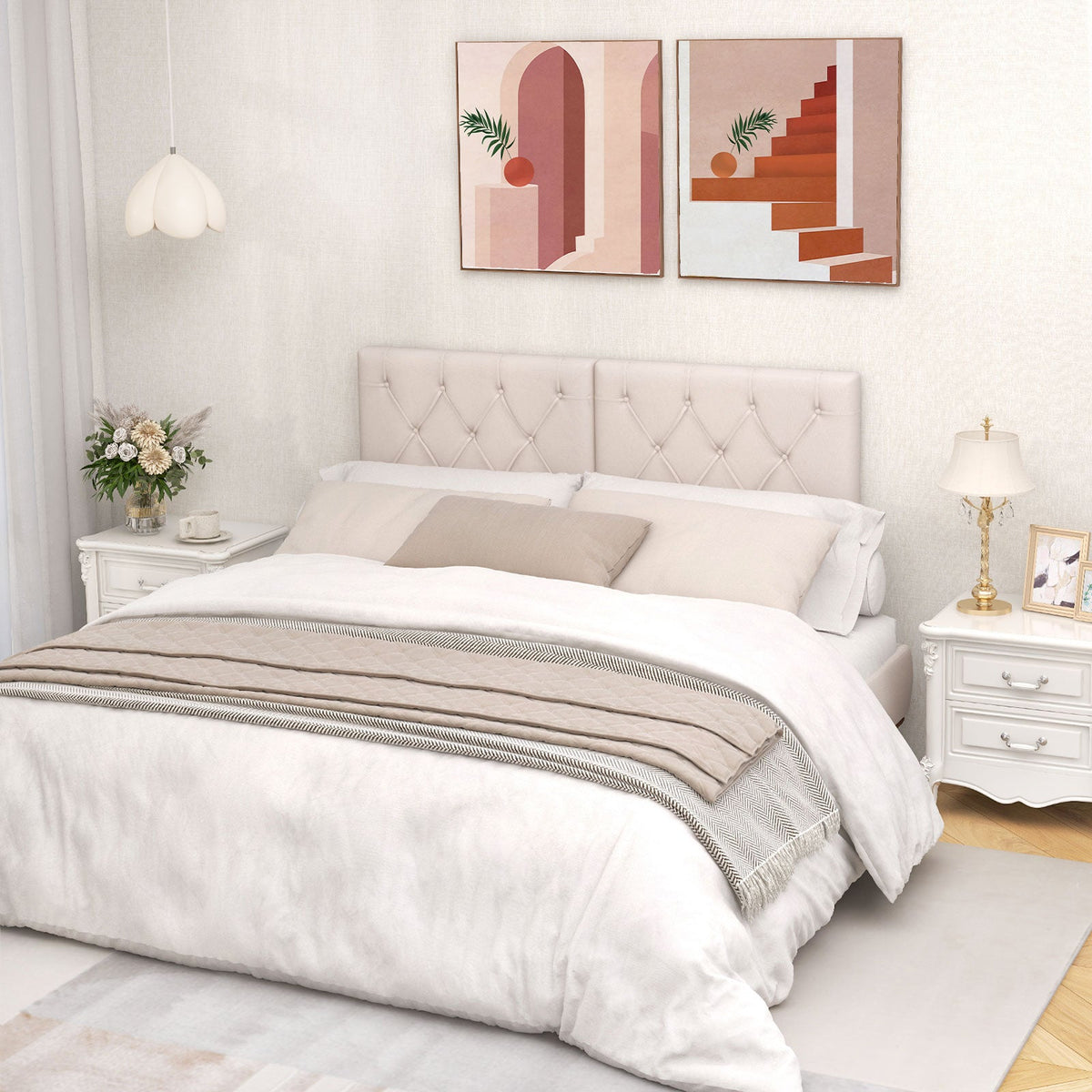 Upholstered Headboard for Twin Size Bed with Fabric Upholstery