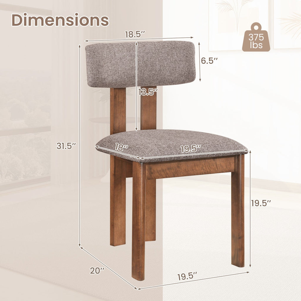 Upholstered Rubber Wood Dining Chairs Set of 4 with Curved Backrest