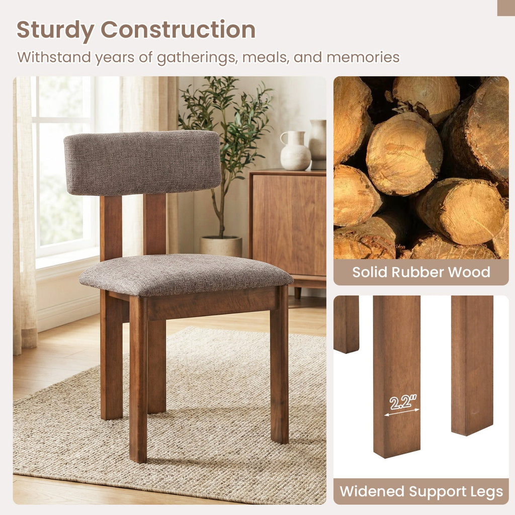 Upholstered Rubber Wood Dining Chairs Set of 4 with Curved Backrest