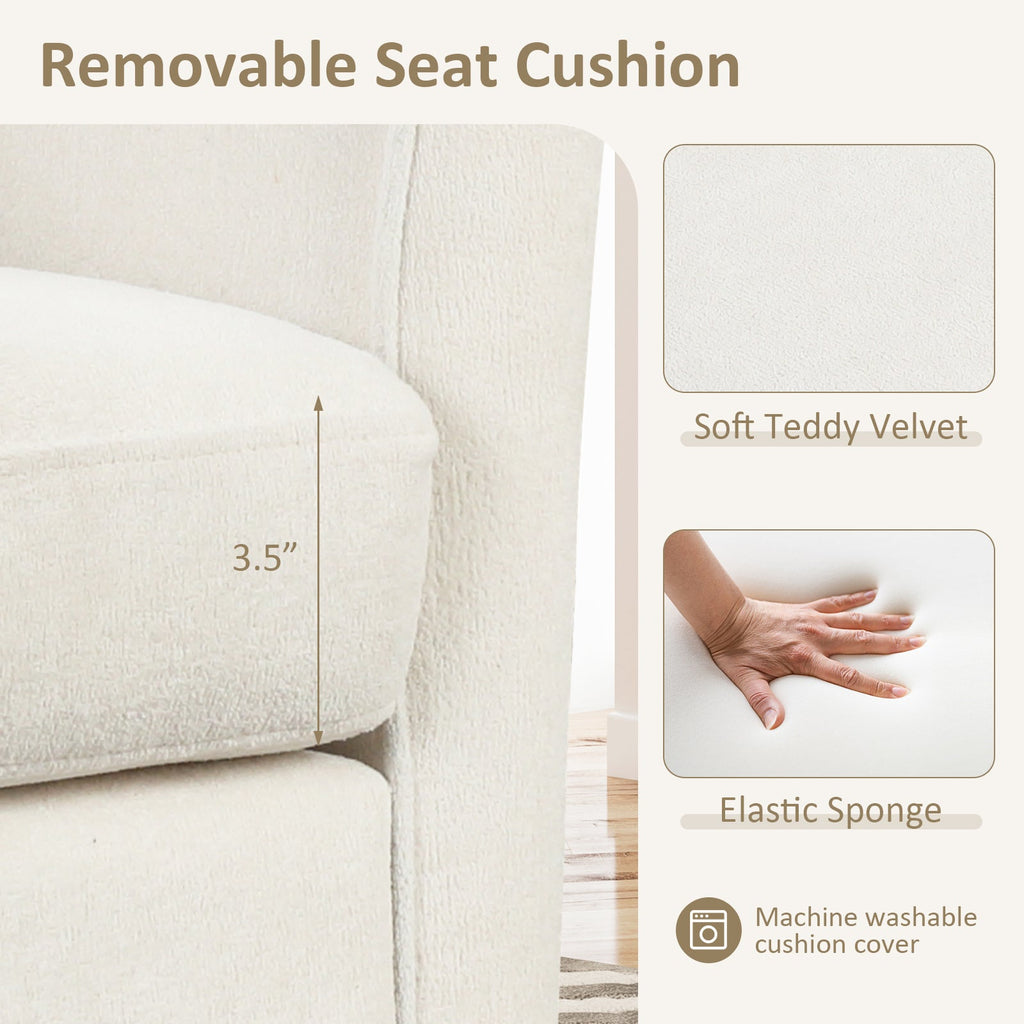 Upholstered Teddy Velvet Club Barrel Chair with Ottoman with Footrest