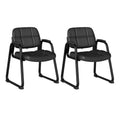 Set of 2 Waiting Room Chair Home Office PU Leather Guest Chairs-Black