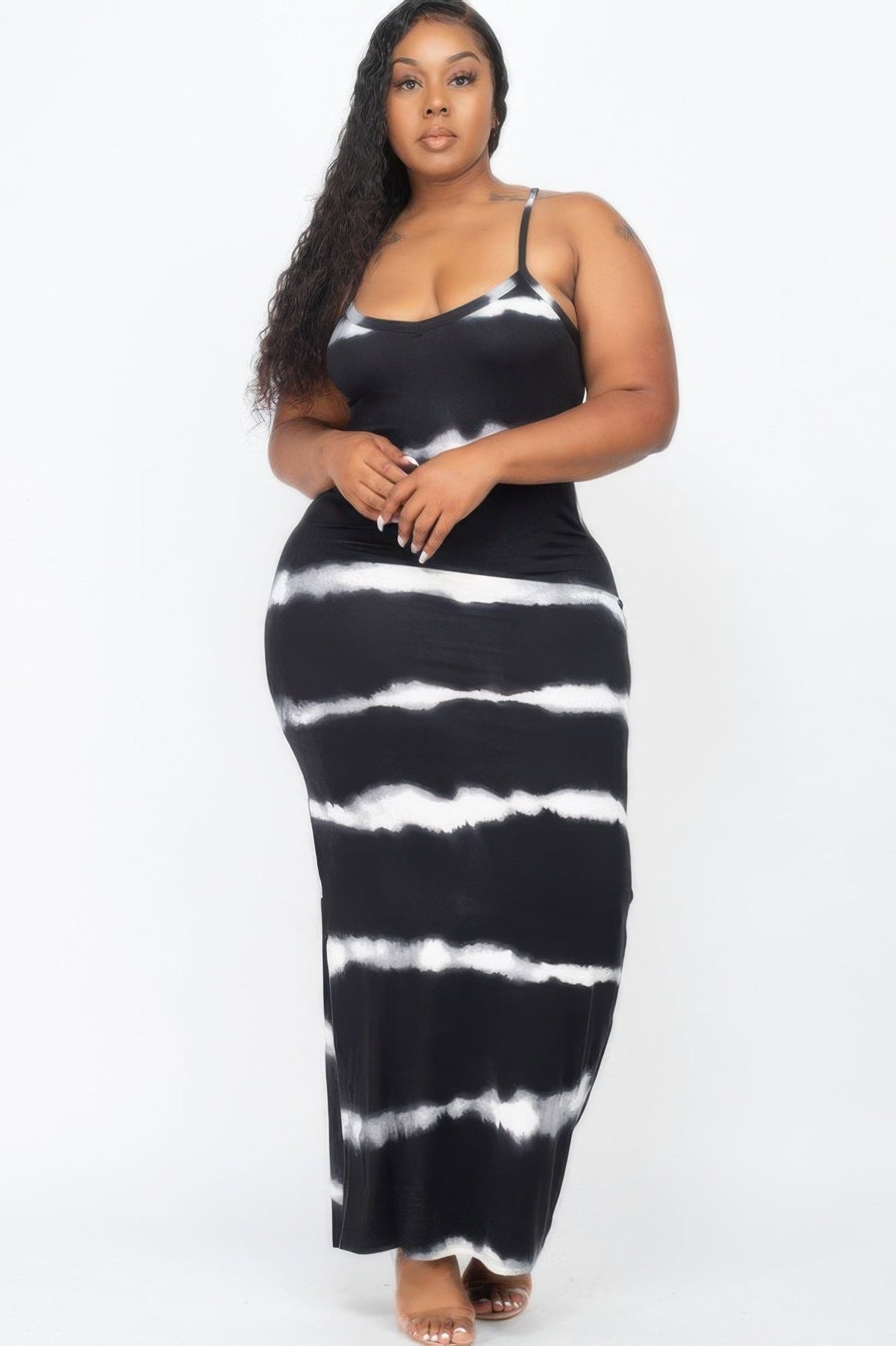 Stripe Tie-dye Printed Maxi Dress
