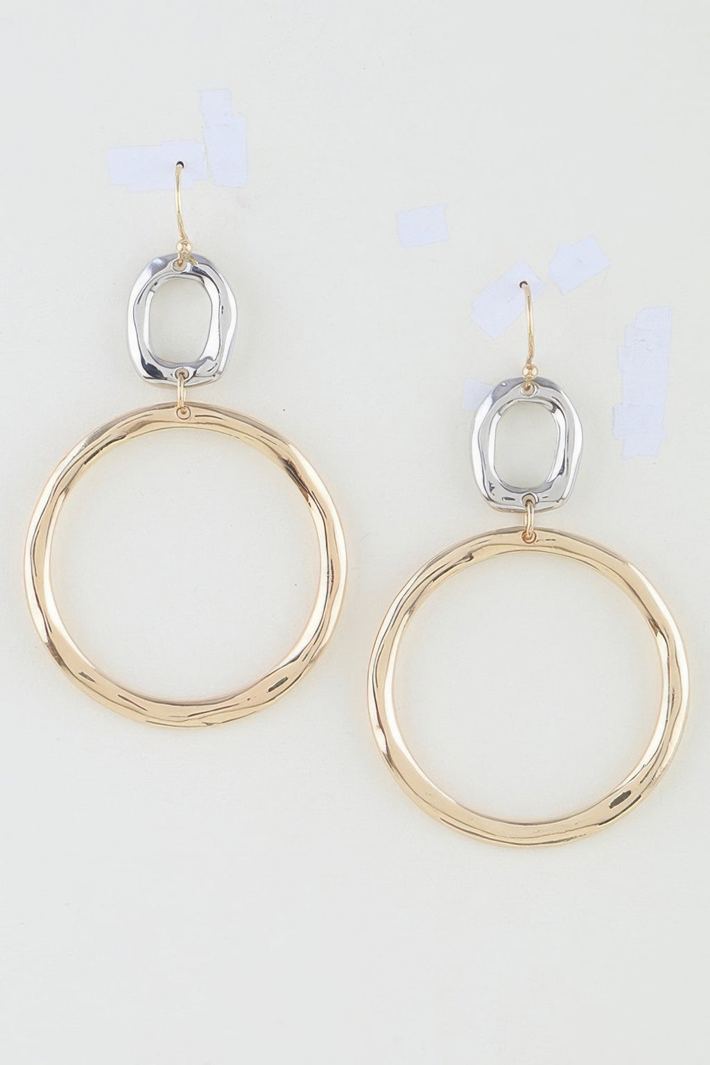 Two-tone Organic Hoop Drop Earrings