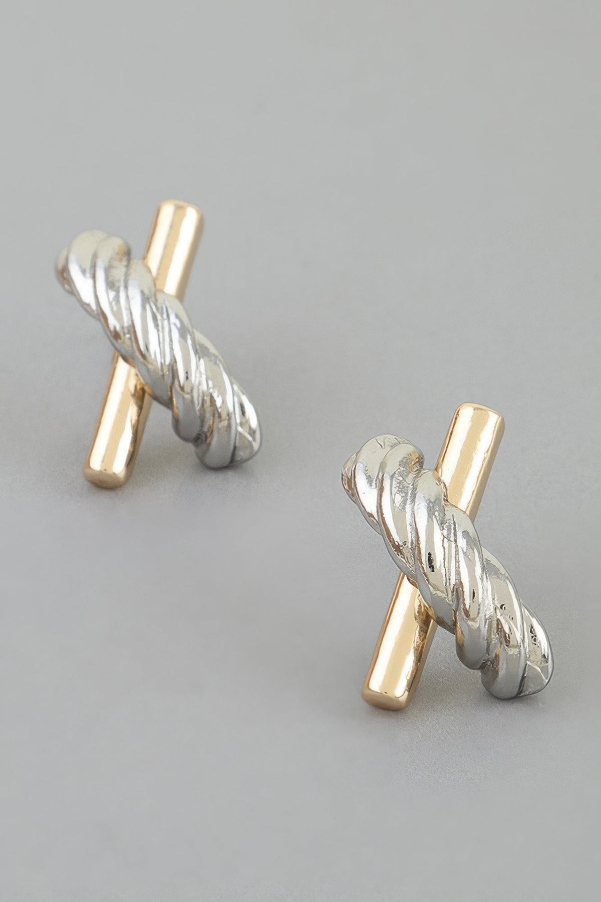 Two Toned Twisted X Earrings