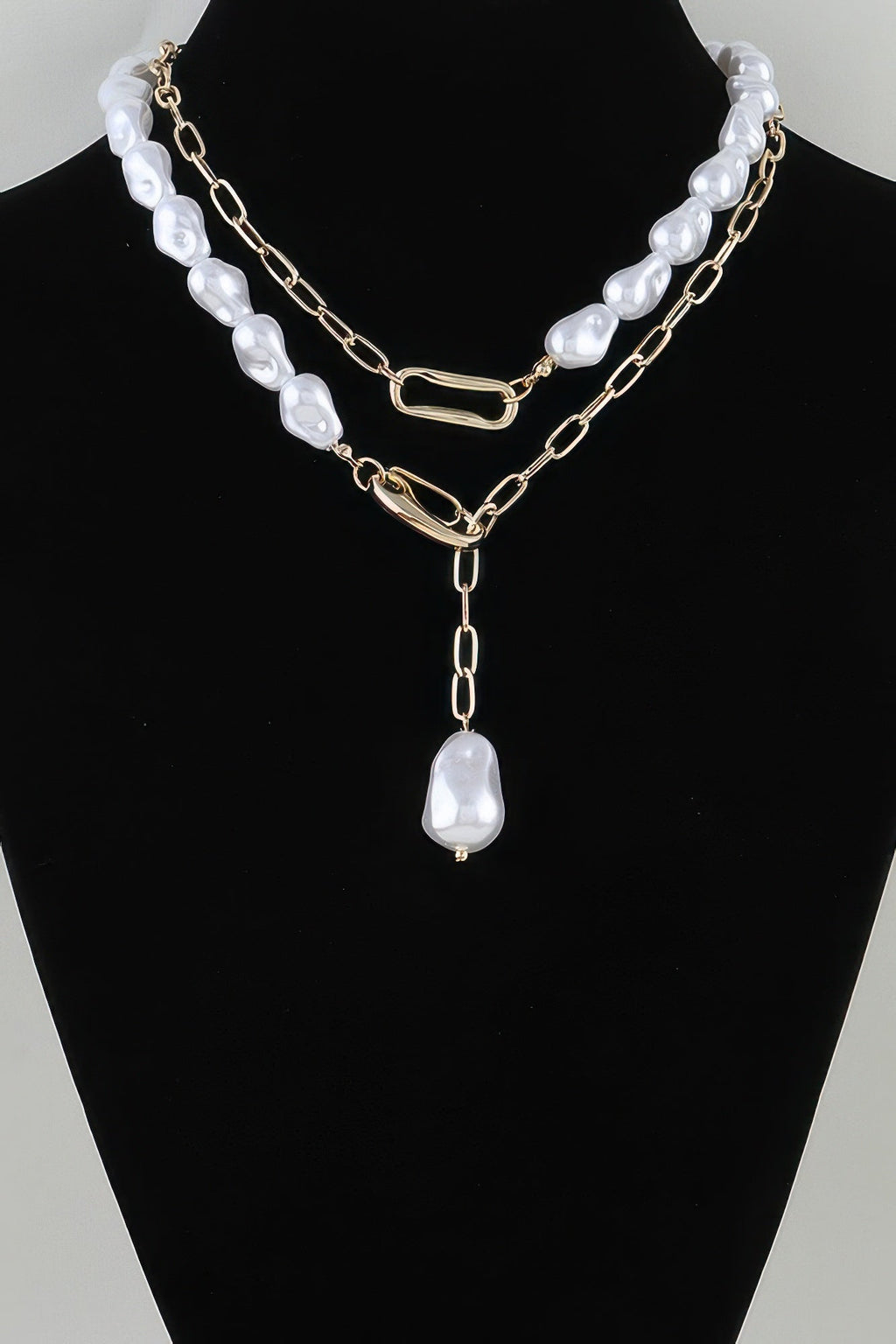 Stone Beaded Chain Clasp Statement Necklace