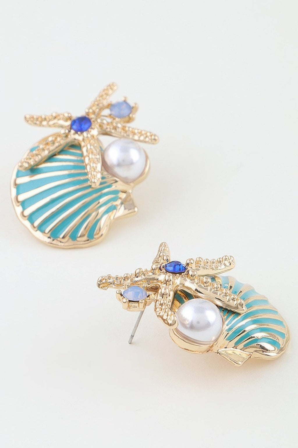 Summer Starfish Shell Stud Earrings