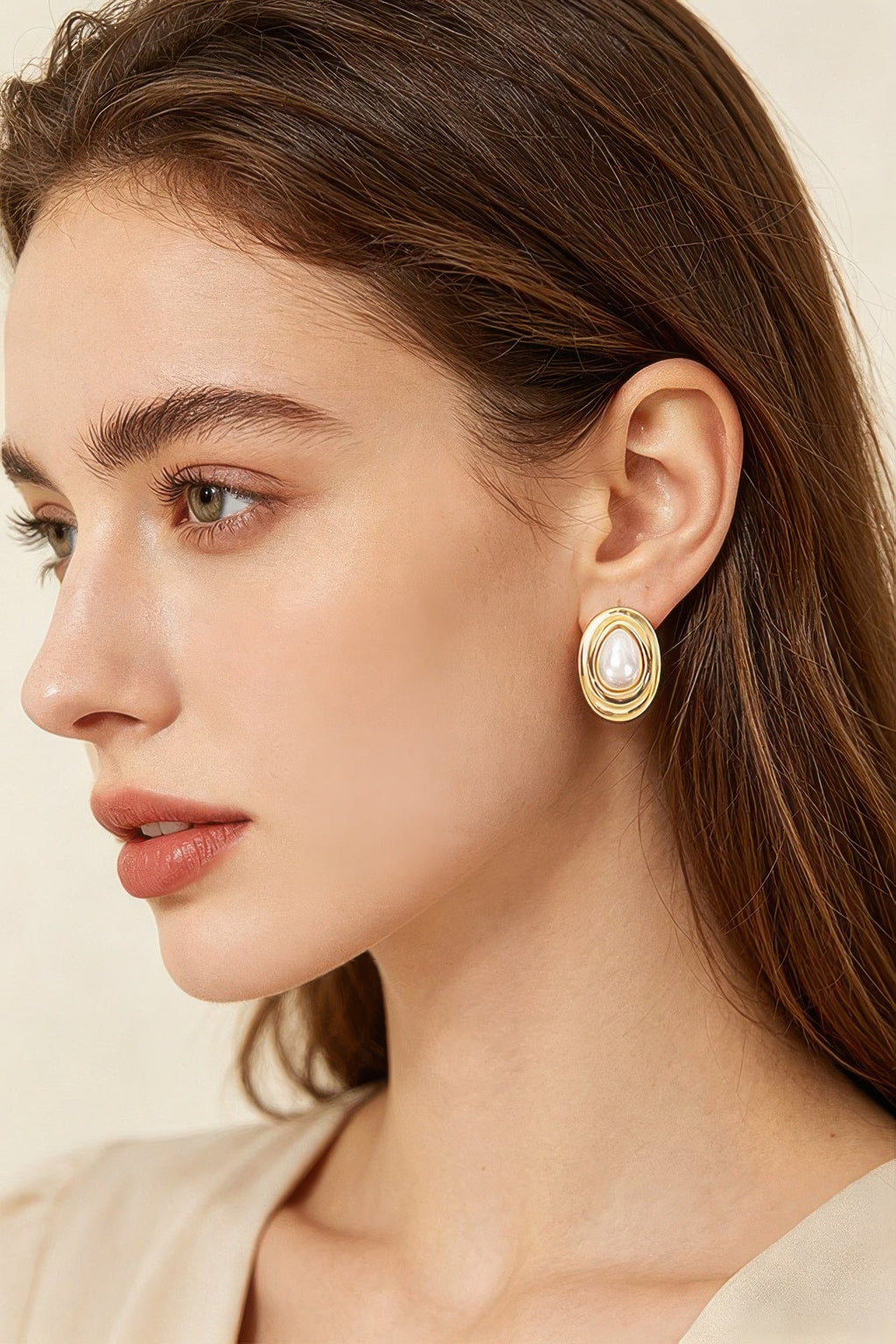 Teardrop Pearl Stud Earrings