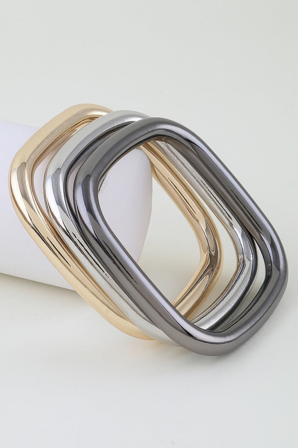 Triple Polished Cubic Cuff Bracelet