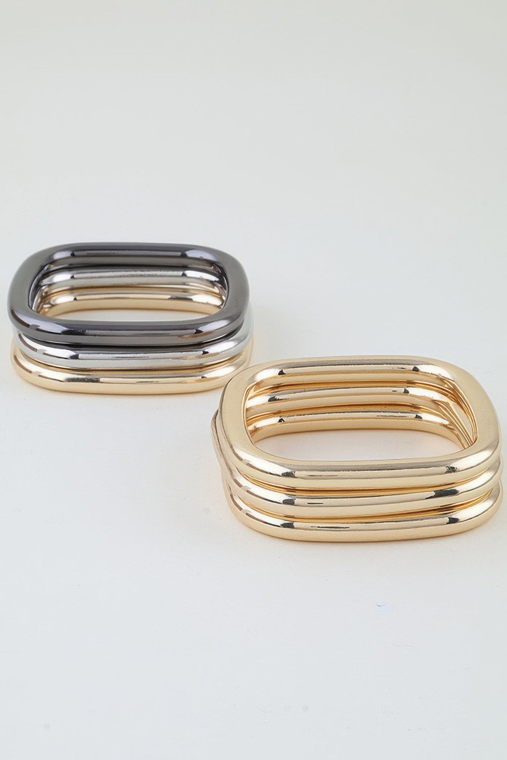 Triple Polished Cubic Cuff Bracelet