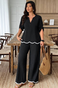 Two Pieces Contrast Color Ruffle Trim Set