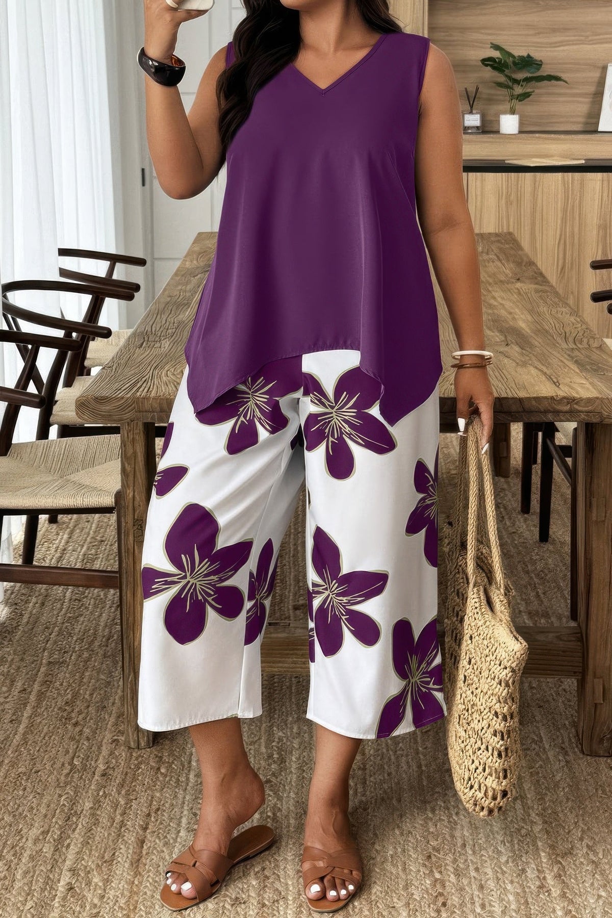 Two Pieces Floral Patchwork Set