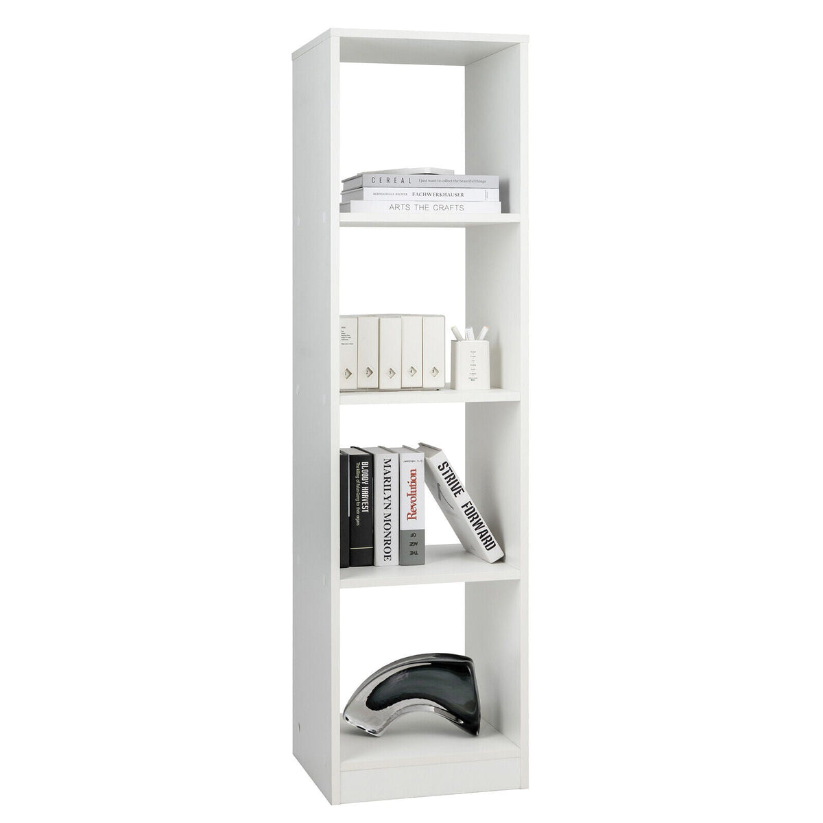 5 Tiers 4-Cube Narrow Bookshelf with 4 Anti-Tipping Kits