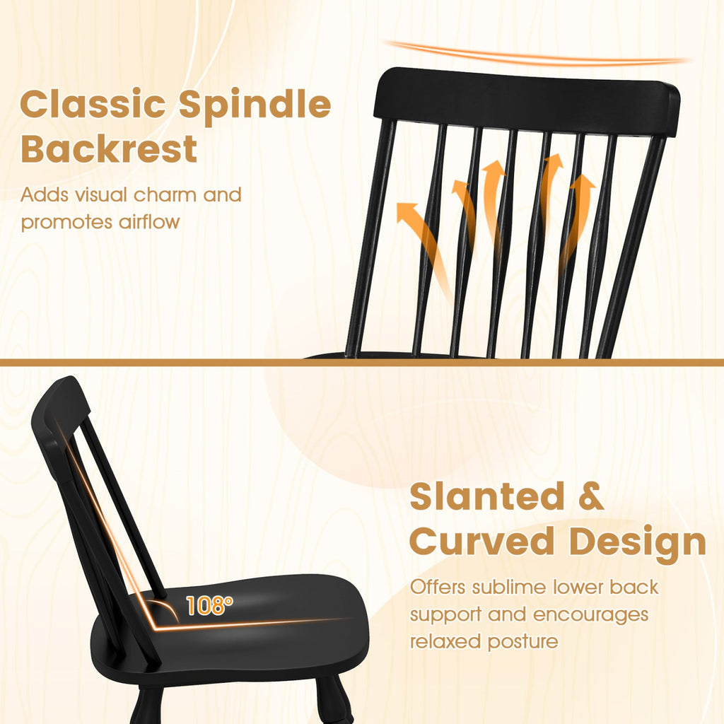 Windsor Dining Chairs Set of 2 with Curved Spindle Back