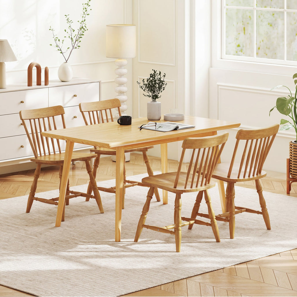 Windsor Dining Chairs Set of 2 with Curved Spindle Back