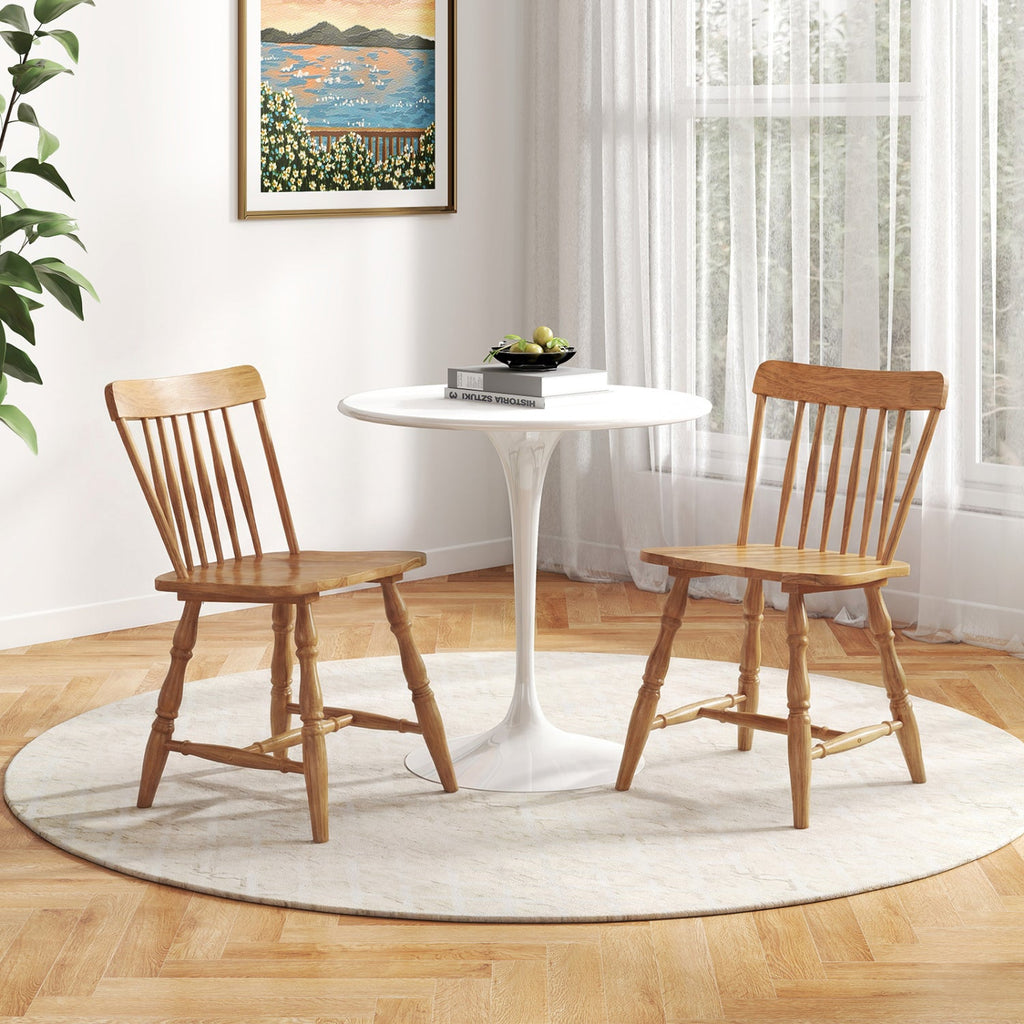 Windsor Dining Chairs Set of 2 with Curved Spindle Back