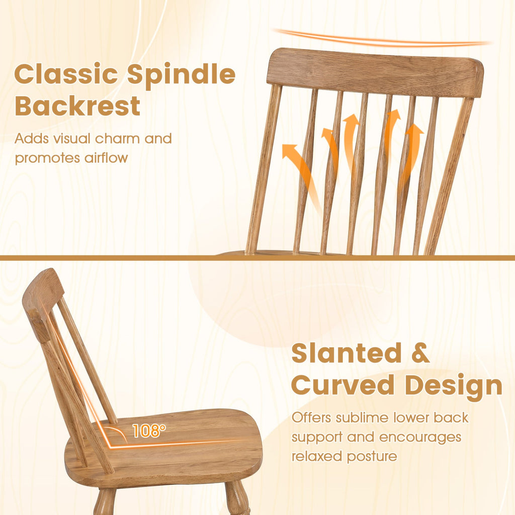 Windsor Dining Chairs Set of 2 with Curved Spindle Back