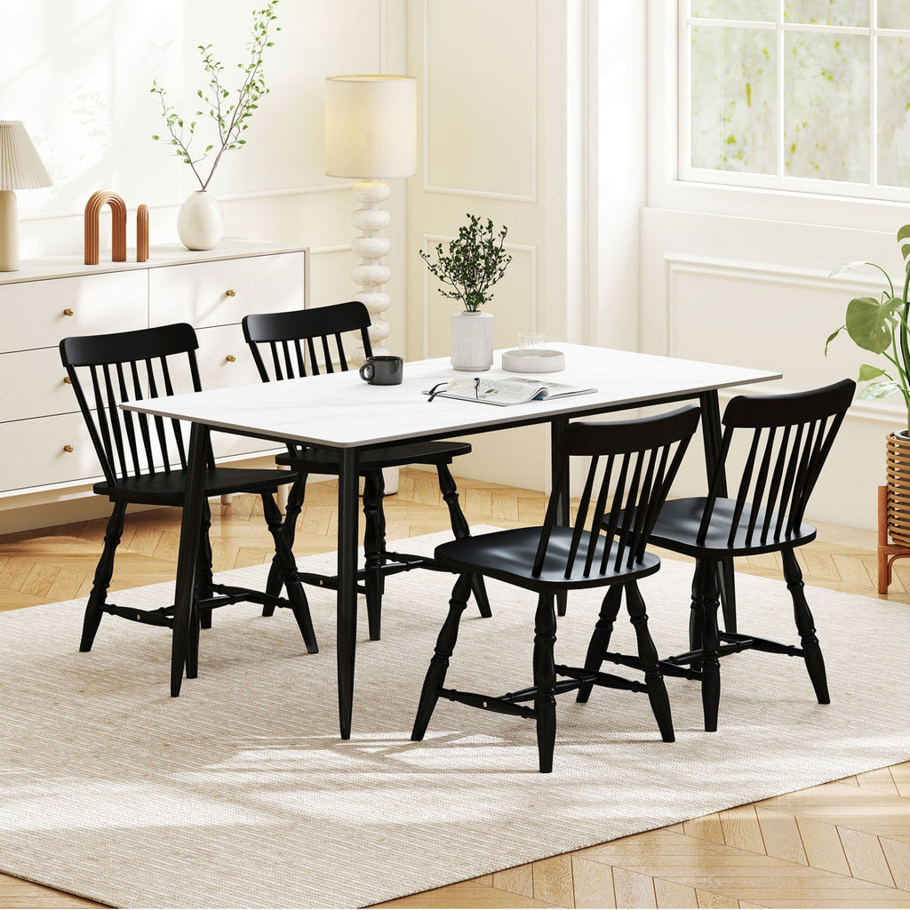 Windsor Dining Chairs Set of 2 with Curved Spindle Back