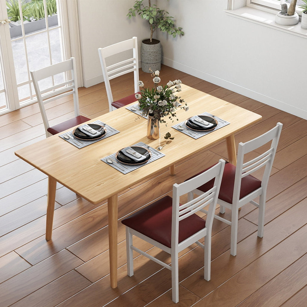 Wood Dining Chairs Set of 4 with Rubber Wood Frame