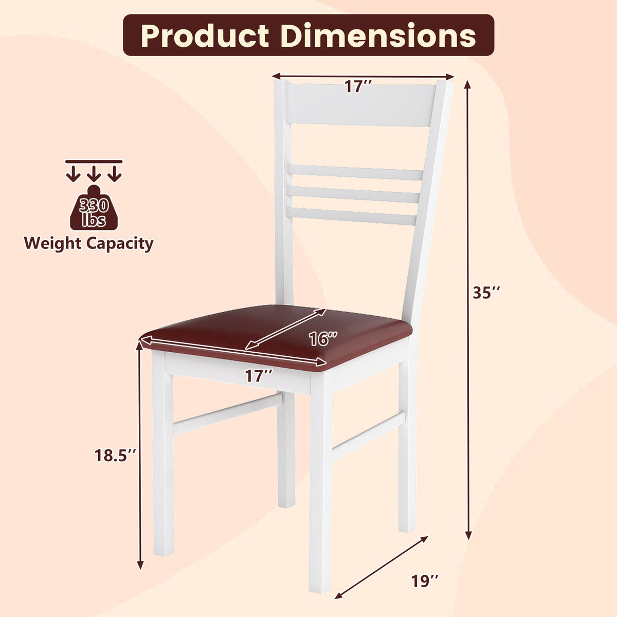 Wood Dining Chairs Set of 4 with Rubber Wood Frame