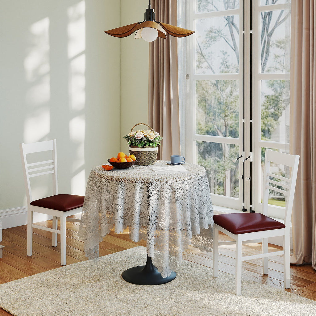 Wood Dining Chairs Set of 4 with Rubber Wood Frame