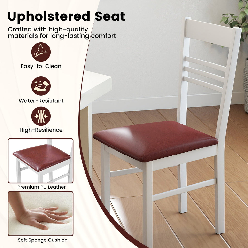 Wood Dining Chairs Set of 4 with Rubber Wood Frame