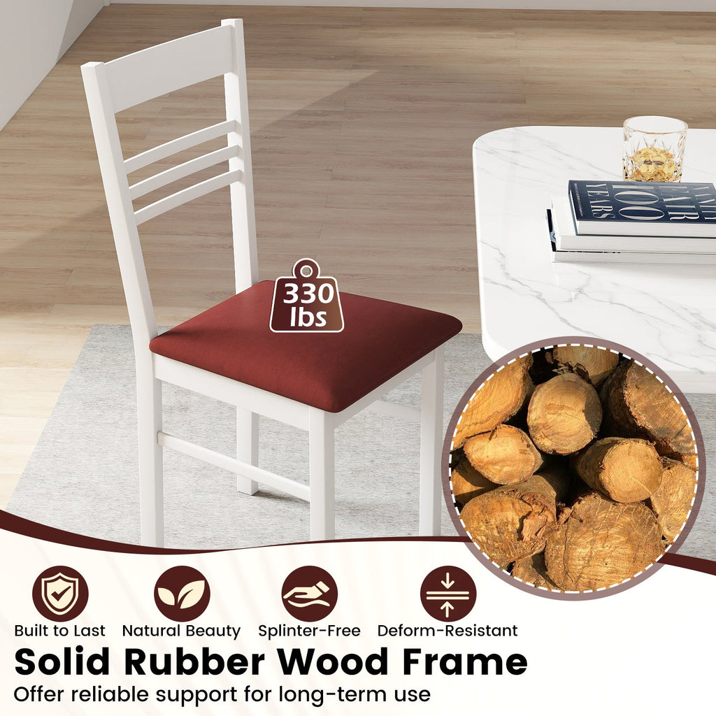 Wood Dining Chairs Set of 4 with Rubber Wood Frame