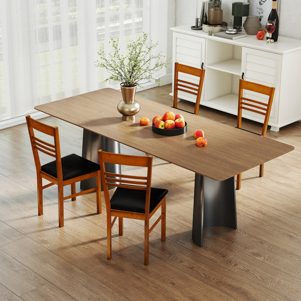 Wood Dining Chairs Set of 4 with Rubber Wood Frame