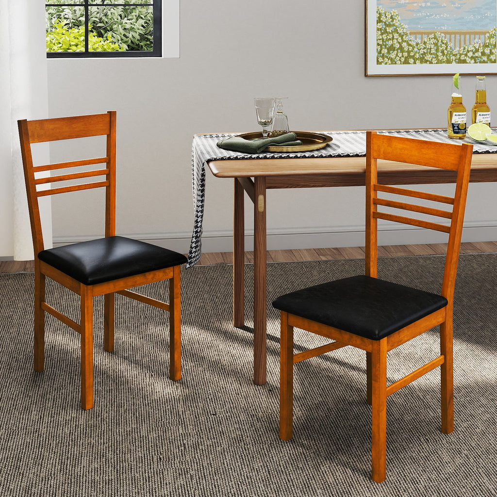 Wood Dining Chairs Set of 4 with Rubber Wood Frame