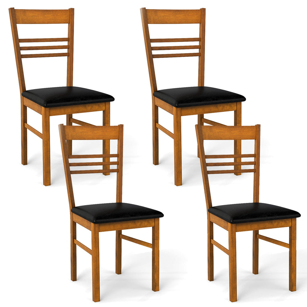 Wood Dining Chairs Set of 4 with Rubber Wood Frame
