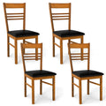 Wood Dining Chairs Set of 4 with Rubber Wood Frame