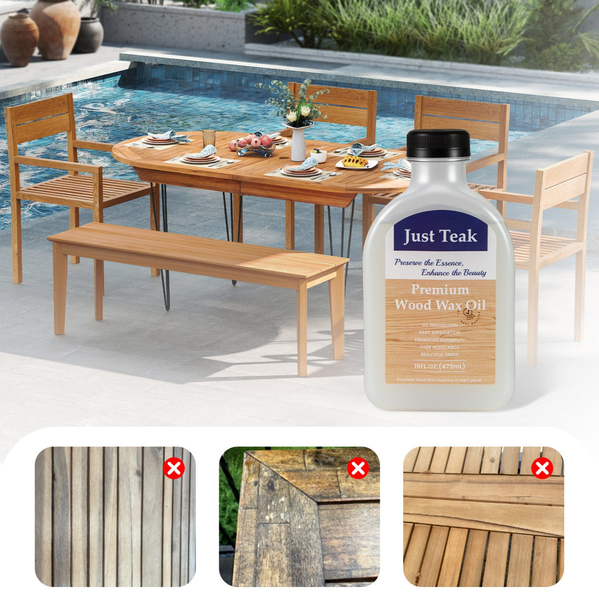 Wood Oil Cleaner and Brightener Set - 16 oz (2 Pack)