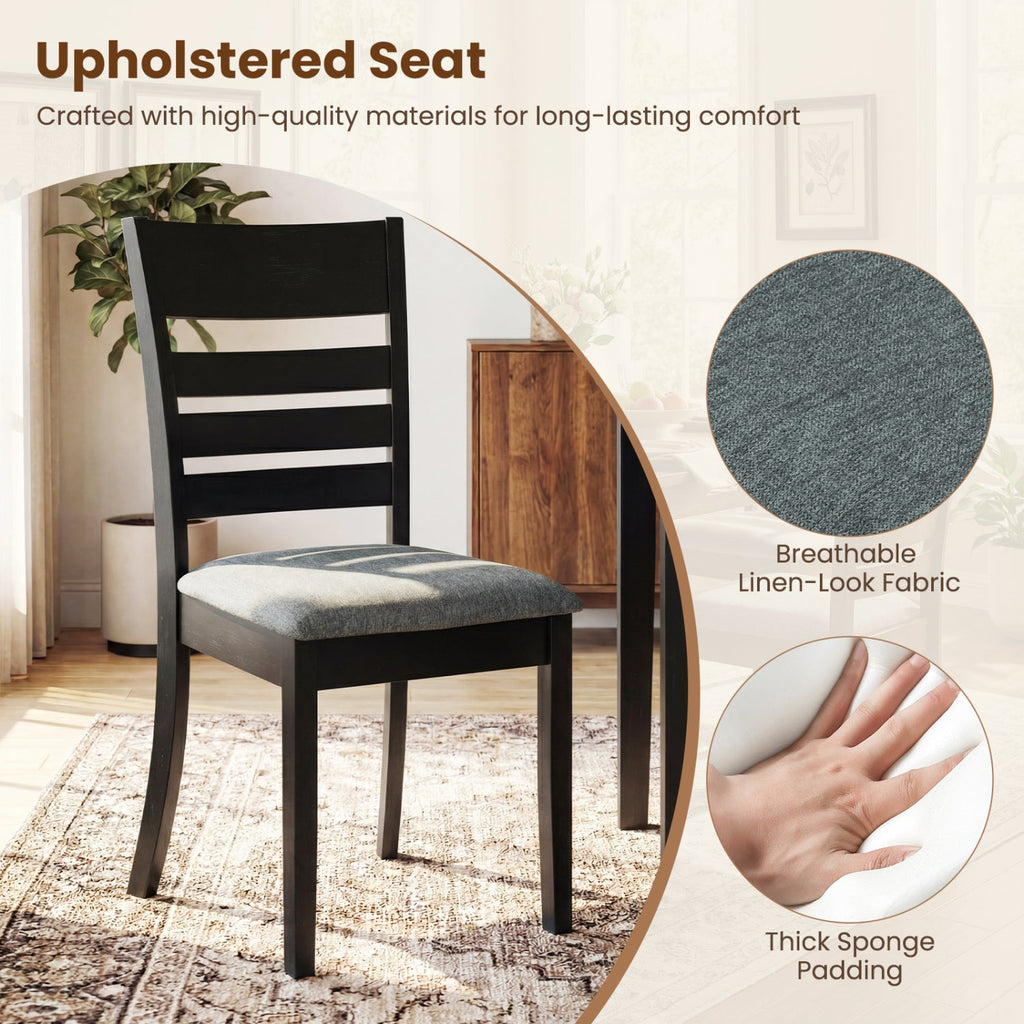 Wooden Dining Chairs Set of 4 Upholstered Kitchen Chairs with Rubber Wood Frame
