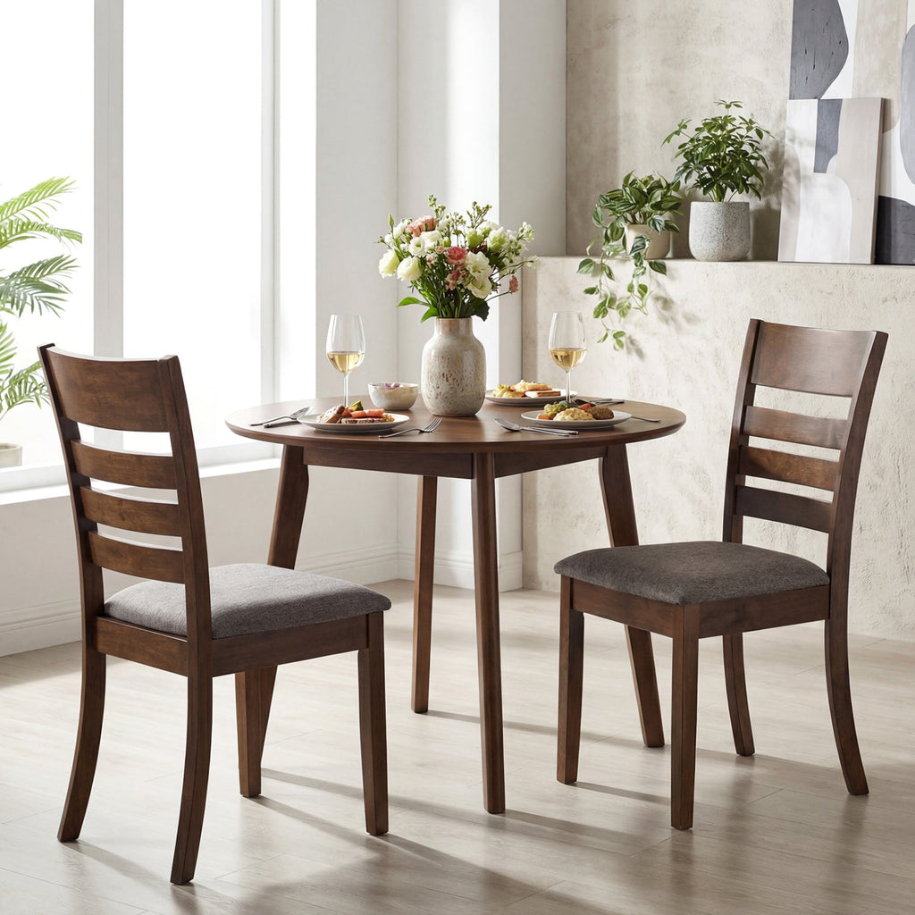 Wooden Dining Chairs Set of 4 Upholstered Kitchen Chairs with Rubber Wood Frame