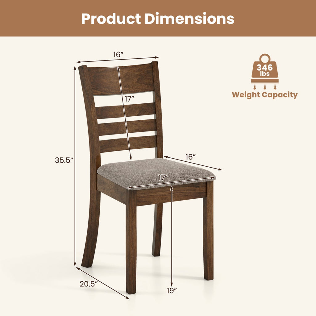 Wooden Dining Chairs Set of 4 Upholstered Kitchen Chairs with Rubber Wood Frame