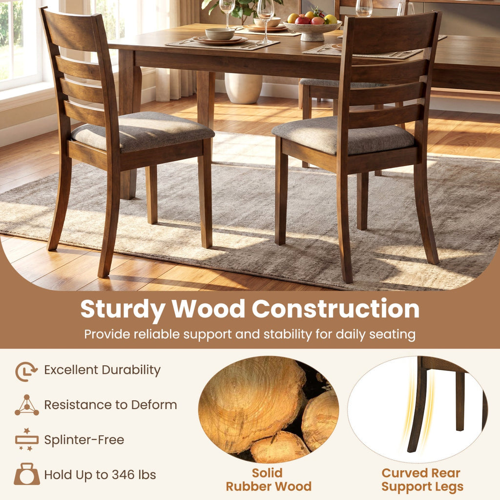 Wooden Dining Chairs Set of 4 Upholstered Kitchen Chairs with Rubber Wood Frame