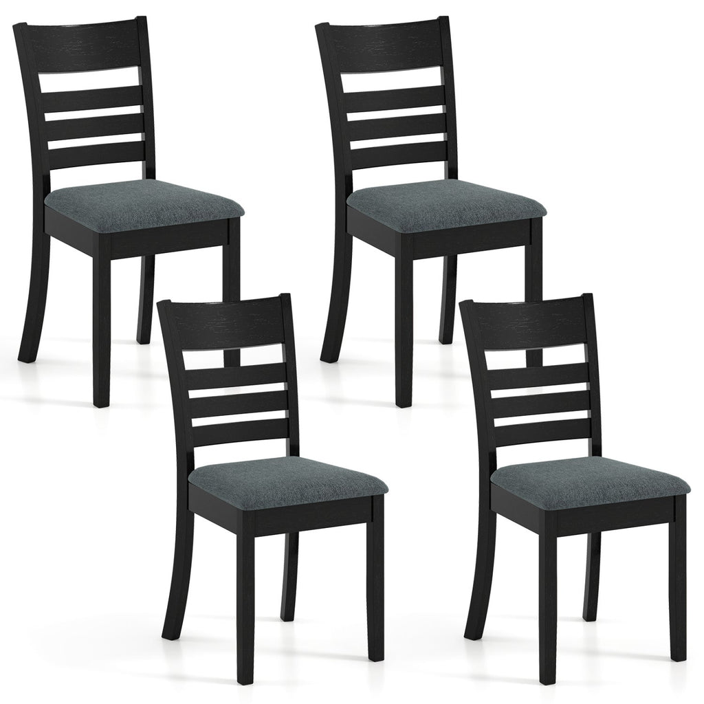 Wooden Dining Chairs Set of 4 Upholstered Kitchen Chairs with Rubber Wood Frame