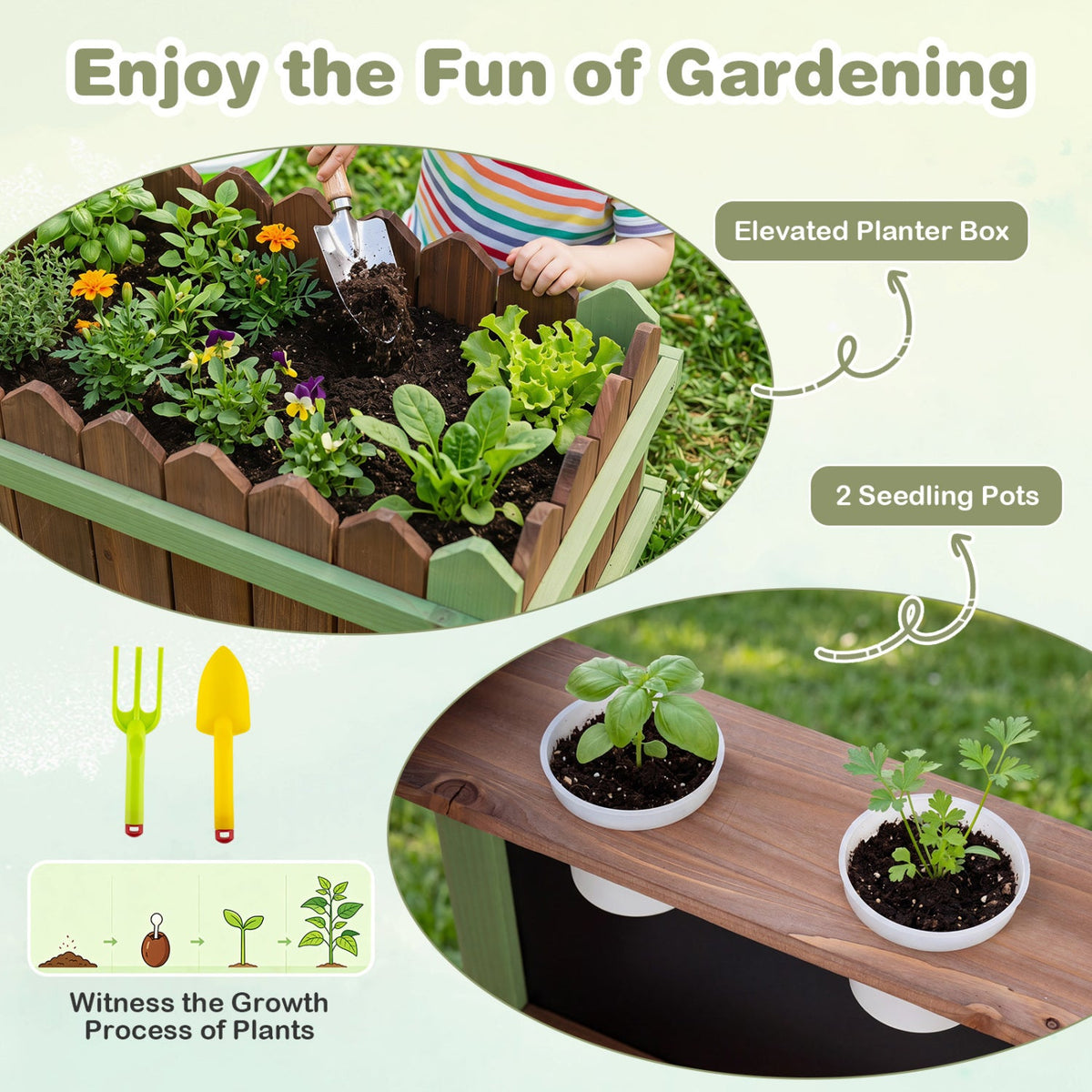 Wooden Mud Farm Playset with Planter Box and Water Pump