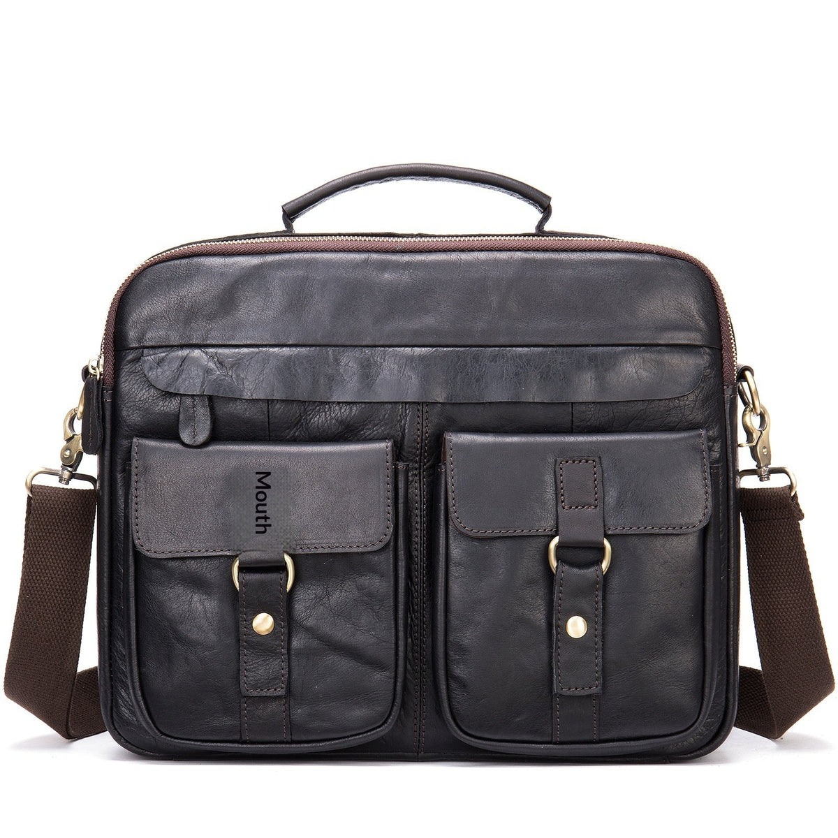 Retro Mens Shoulder Crossbody Bag Full-Grain Leather Handbag Business Briefcase