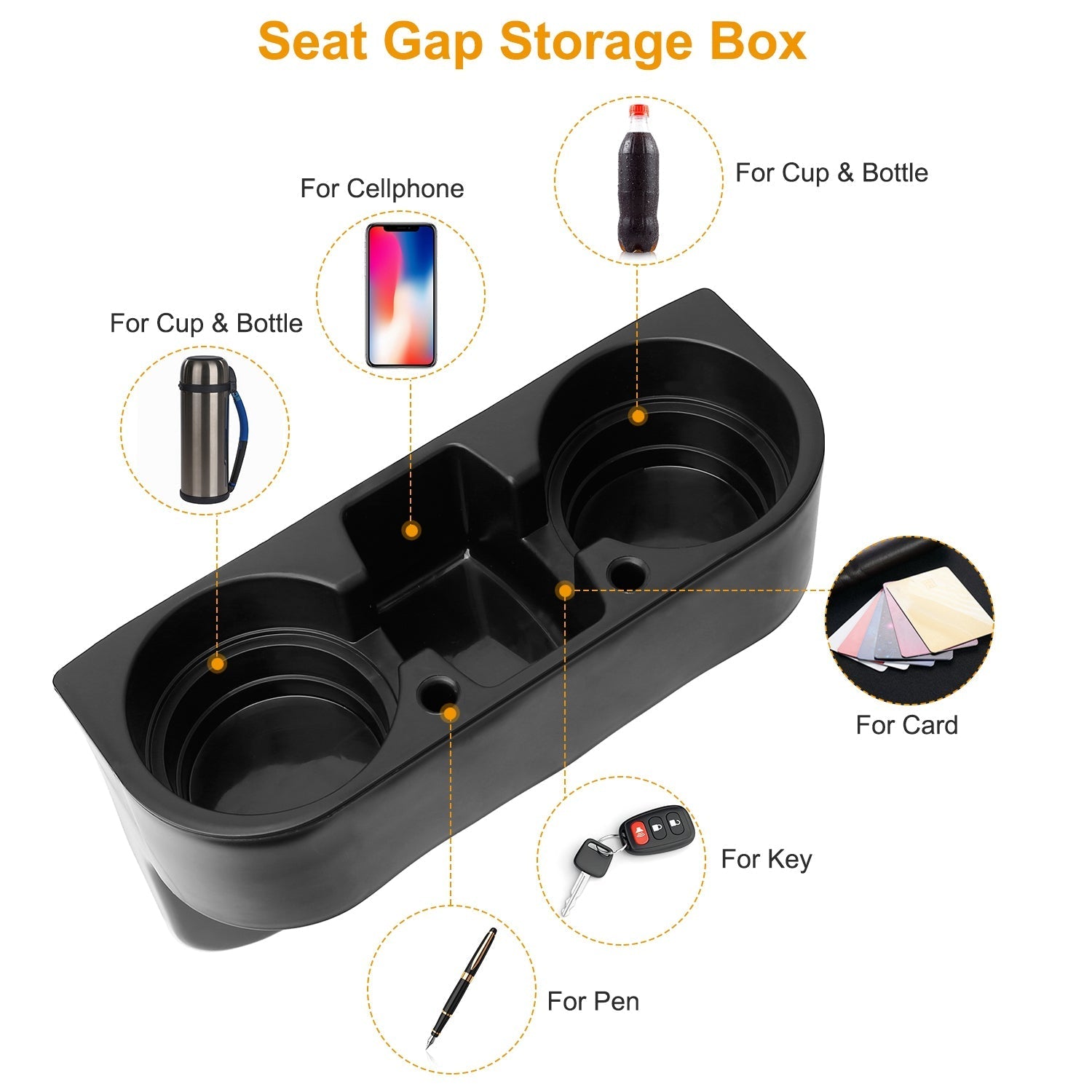 Car Seam Cup Holder Seat Gap Wedge Drink Storage Organizer Console Side Pocket Mount Stand For Pen Phone Bottle Sunglasses