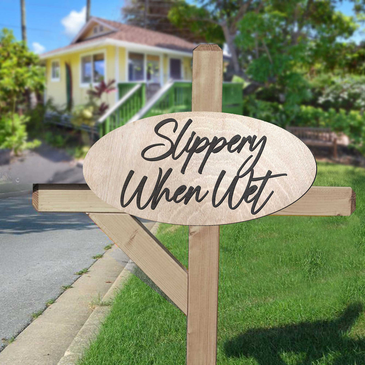 Slippery When Wet sign, Business sign, Made in the USA sign, Made from wood - 320338