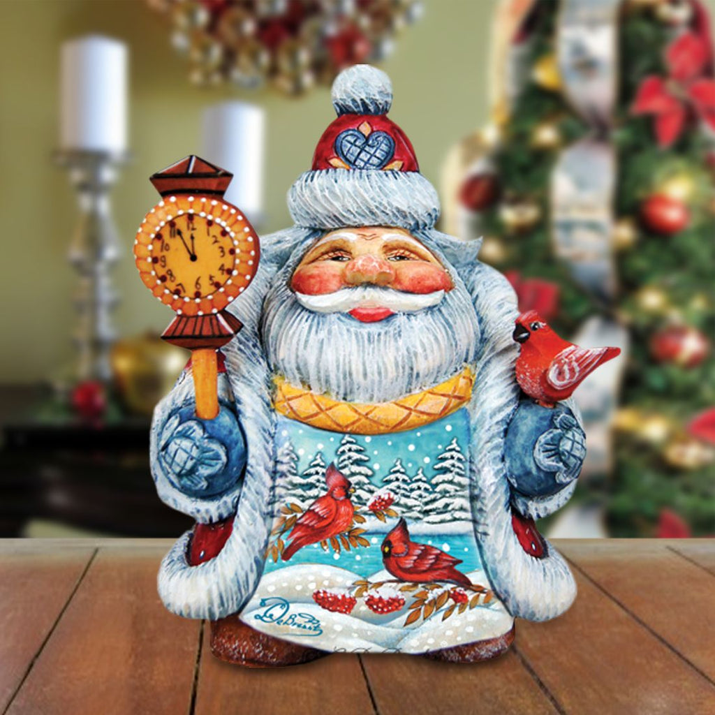 Santa with Cardinals Handcrafted Christmas Figurine - G. DeBrekht - Christmas Santa Snowman Decor - 533421