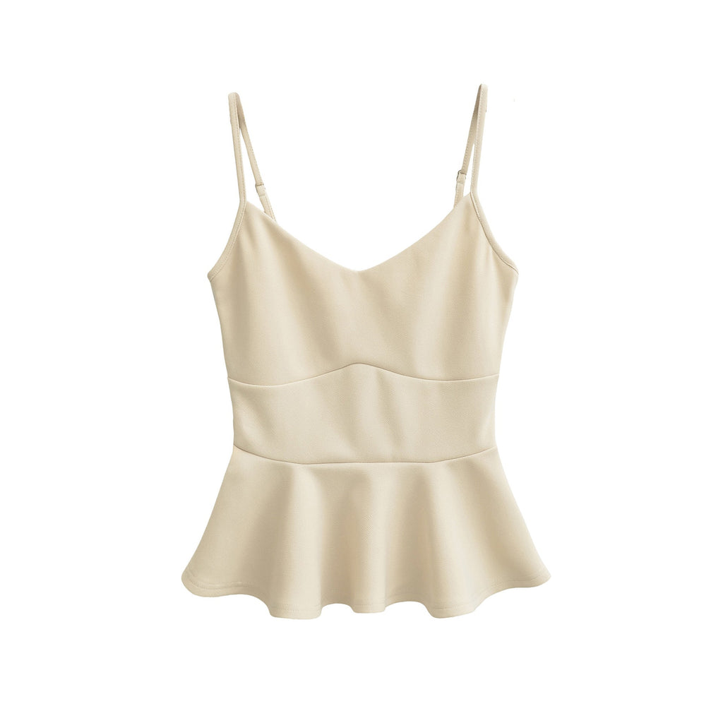 Cropped Ruffled-waistline Slim-fit Camisole Top