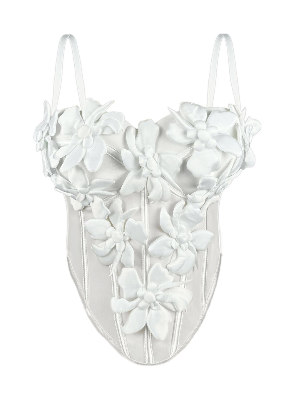 Cross-border Europe And The United States New Three-dimensional Flower Camisole Top Slim-fit Pure Desire Style Sexy Fish Bone Chest