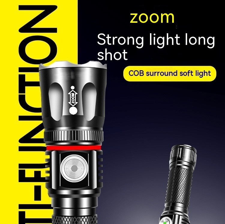 Outdoor Camping Telescopic Multifunctional T6 Strong Light Flashlight