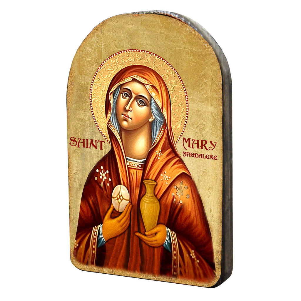 Maria Magdalena Icon - Handcrafted Wooden Gold Plated Religious Wall Art Decor - Inspirational Icon Decor - 86014-2