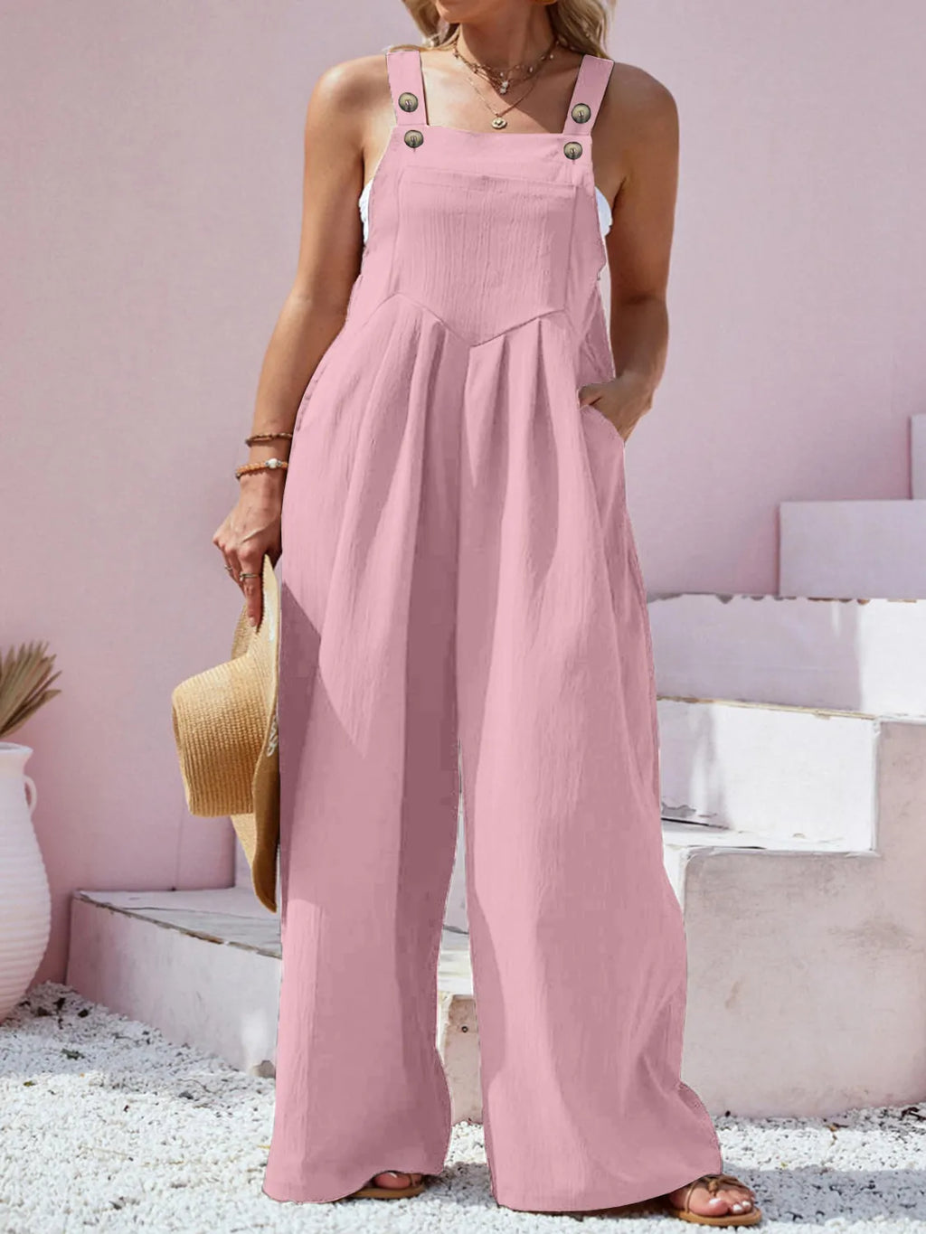 Square Neck Wide Leg Overalls
