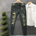 Hig Hend Paint Splatter Style Denim Jeans For Men